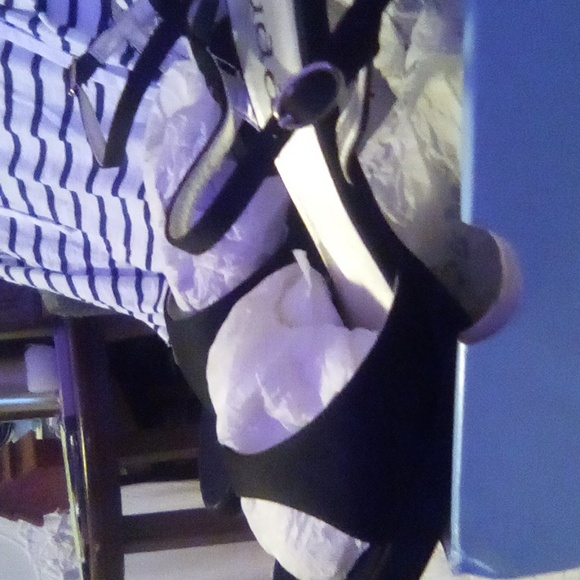 NWT Strappy Black SATIN Heels With Ankle Strap And Buckle - Picture 3 of 11